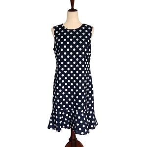 Karl Lagerfeld Paris Women’s Sleeveless Polka Dot Knee Length Dress Navy Size 10